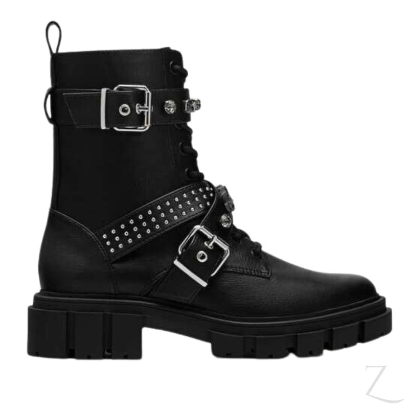 Ladies Studded Chunky Ankle Boots Buckle Up Sia Zalemart