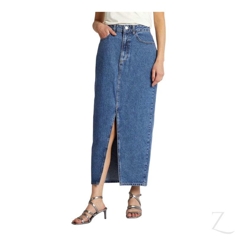 Maxi pencil denim skirt best sale