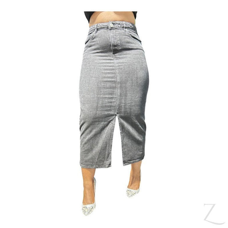 Ladies Super Strong Plain Pencil Denim Skirt Maxi Niso Zalemart