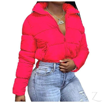 Ladies Cropped Puffer Jacket | Zipper | "Thingo"