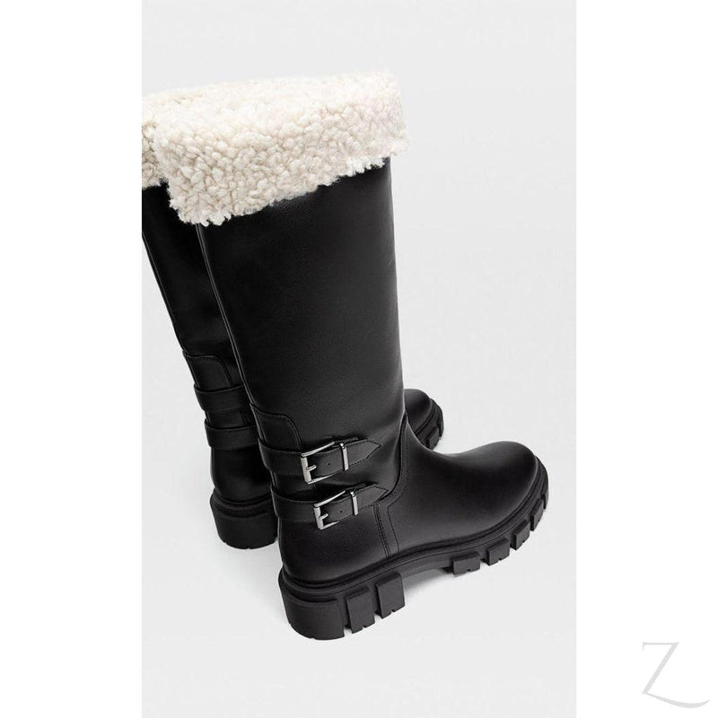 Buy-Ladies Chunky Mid-Calf Boots | Fur Inner | "Sia"-Online-in South Africa-on Zalemart