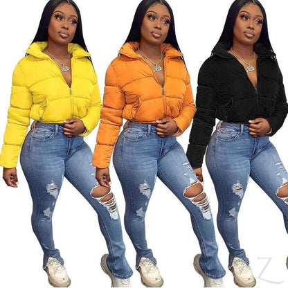 Buy-Ladies Cropped Puffer Jacket | Zipper | "Thingo"-Online-in South Africa-on Zalemart