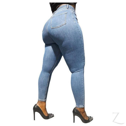 Buy-Ladies Extra High Waist Super Skinny Super Stretchy Strong Denim Jeans | Button Fly | "Mina"-Online-in South Africa-on Zalemart