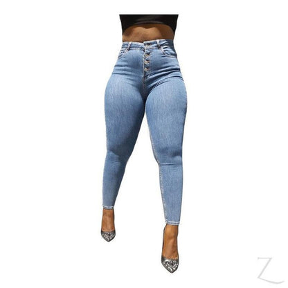 Buy-Ladies Extra High Waist Super Skinny Super Stretchy Strong Denim Jeans | Button Fly | "Mina"-Online-in South Africa-on Zalemart