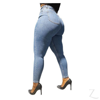 Buy-Ladies Extra High Waist Super Skinny Super Stretchy Strong Denim Jeans | Button Fly | "Mina"-Online-in South Africa-on Zalemart