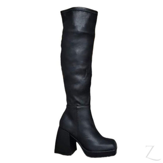 Buy-Ladies Faux Leather High Heel Boots | Thigh High | "Fele"-Black-4-Online-in South Africa-on Zalemart