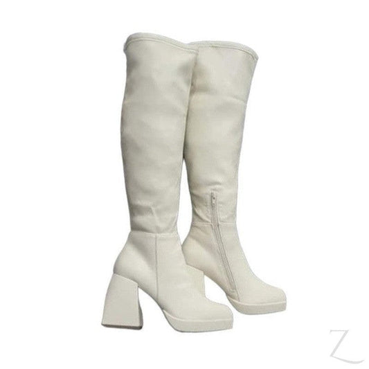 Buy-Ladies Faux Leather High Heel Boots | Thigh High | "Fele"-Cream Shire-4-Online-in South Africa-on Zalemart