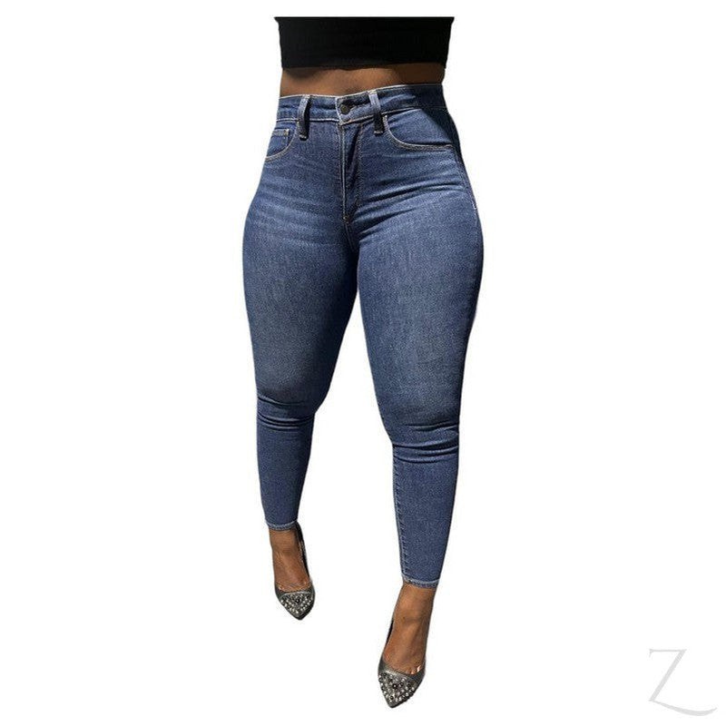 Ladies High Rise Super Skinny Super Strong Stretchy Denim Jeans | Plain |  Bobo