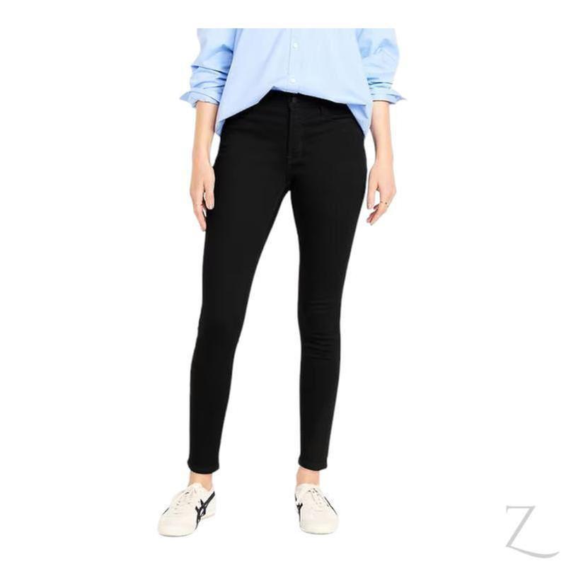 Buy-Ladies High Rise Super Skinny Super Strong Stretchy Denim Jeans | Plain | "Samina"-Black-24-Regular-Online-in South Africa-on Zalemart