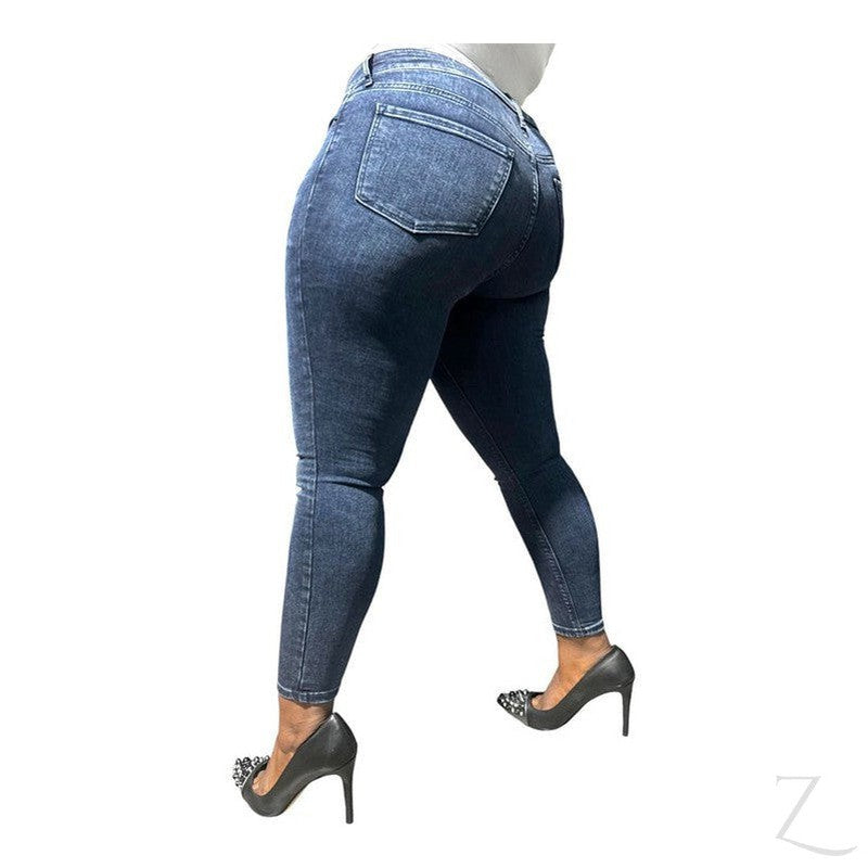 Buy-Ladies High Rise Super Skinny Super Strong Stretchy Denim Jeans | Plain | "Samina"-Online-in South Africa-on Zalemart