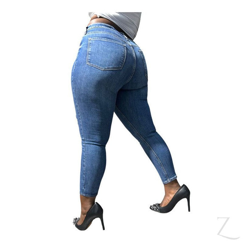 Buy-Ladies High Rise Super Skinny Super Strong Stretchy Denim Jeans | Ripped | "Samina"-Online-in South Africa-on Zalemart