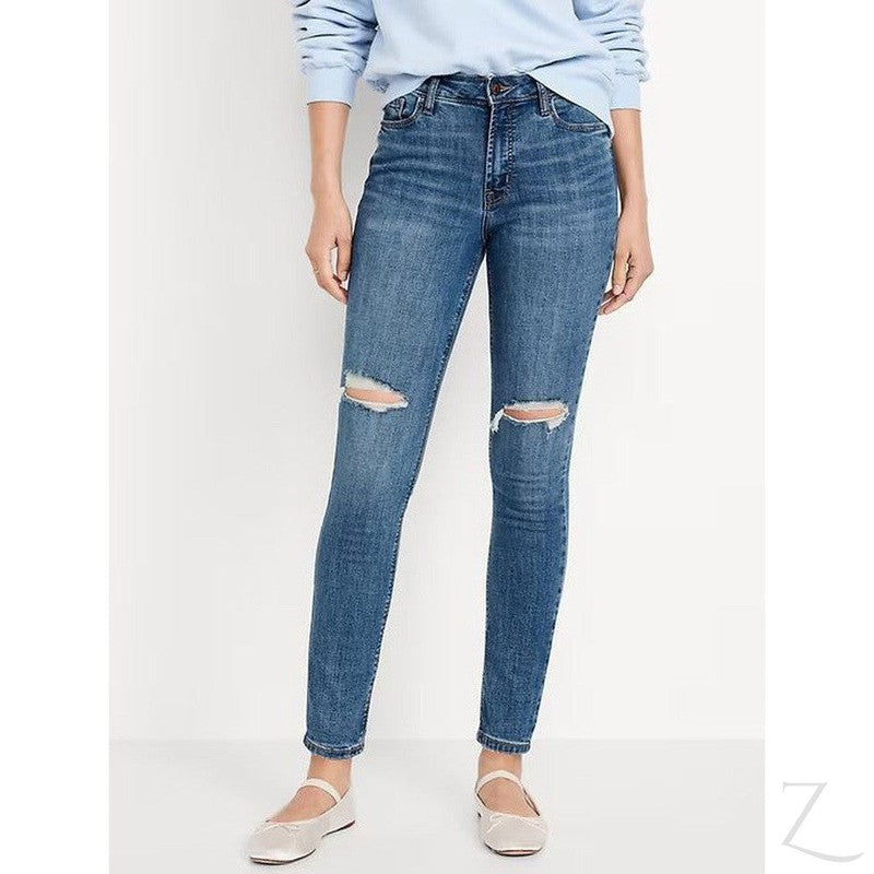 Buy-Ladies High Rise Super Skinny Super Strong Stretchy Denim Jeans | Ripped | "Samina"-Online-in South Africa-on Zalemart