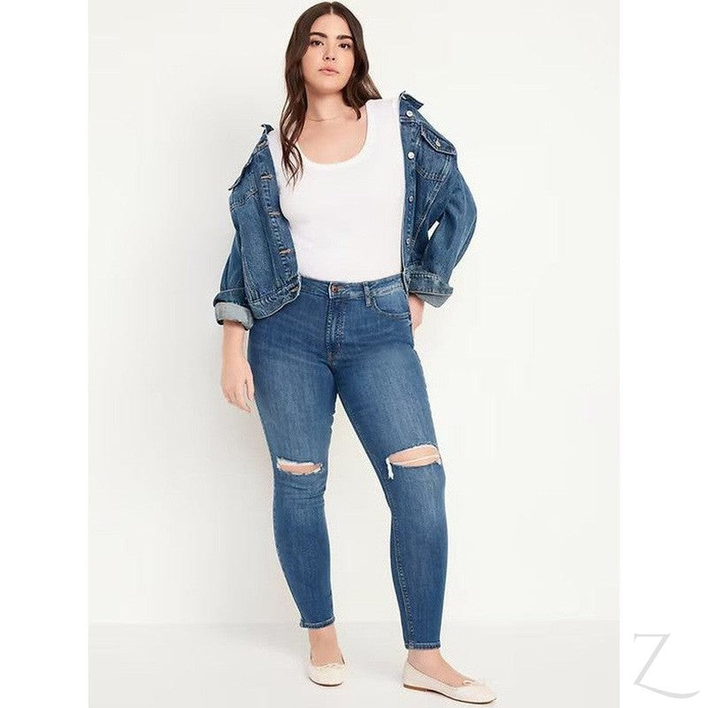 Buy-Ladies High Rise Super Skinny Super Strong Stretchy Denim Jeans | Ripped | "Samina"-Online-in South Africa-on Zalemart