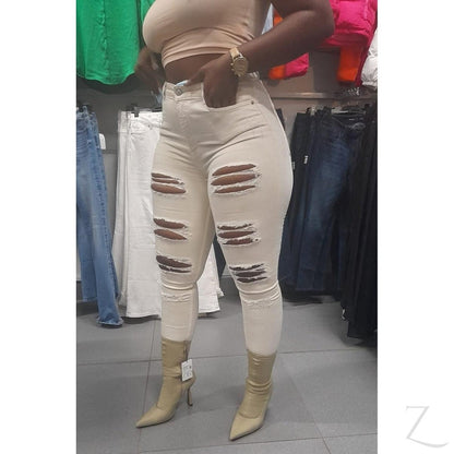 Buy-Ladies High Rise Super Stretchy Super Skinny Strong Denim Jeans | Ripped | "Zia"-Online-in South Africa-on Zalemart