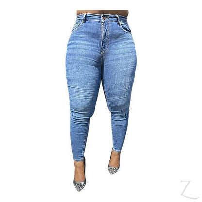 Buy-Ladies High Rise Super Stretchy Super Skinny Super Strong Denim Jeans | Plain | "Fele"-Blue-26-Online-in South Africa-on Zalemart