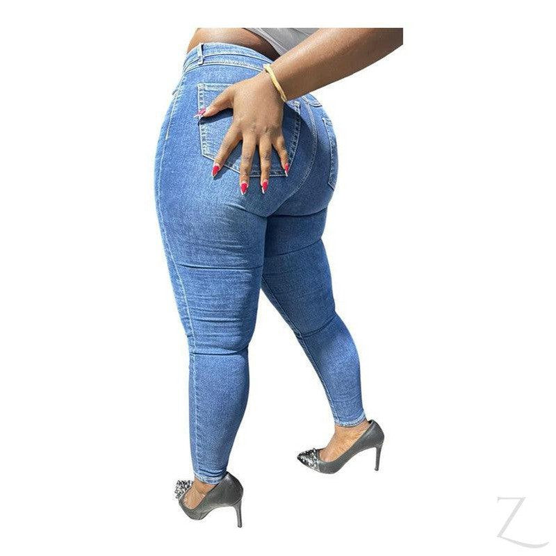 Buy-Ladies High Rise Super Stretchy Super Skinny Super Strong Denim Jeans | Plain | "Fele"-Online-in South Africa-on Zalemart