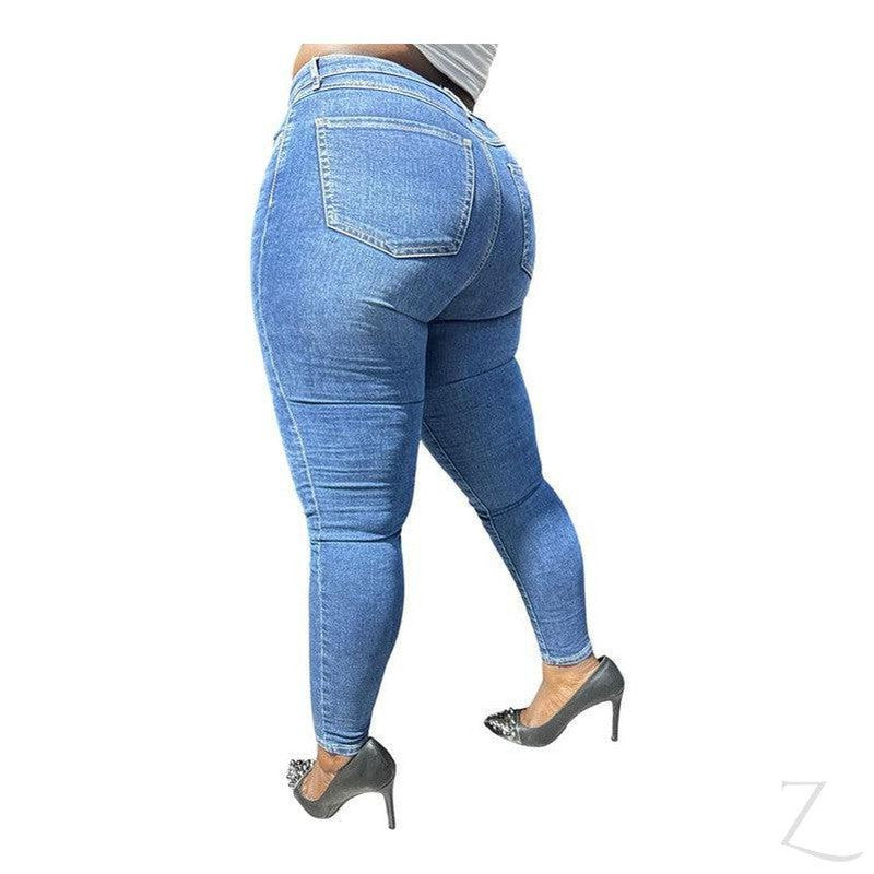 Buy-Ladies High Rise Super Stretchy Super Skinny Super Strong Denim Jeans | Plain | "Fele"-Online-in South Africa-on Zalemart