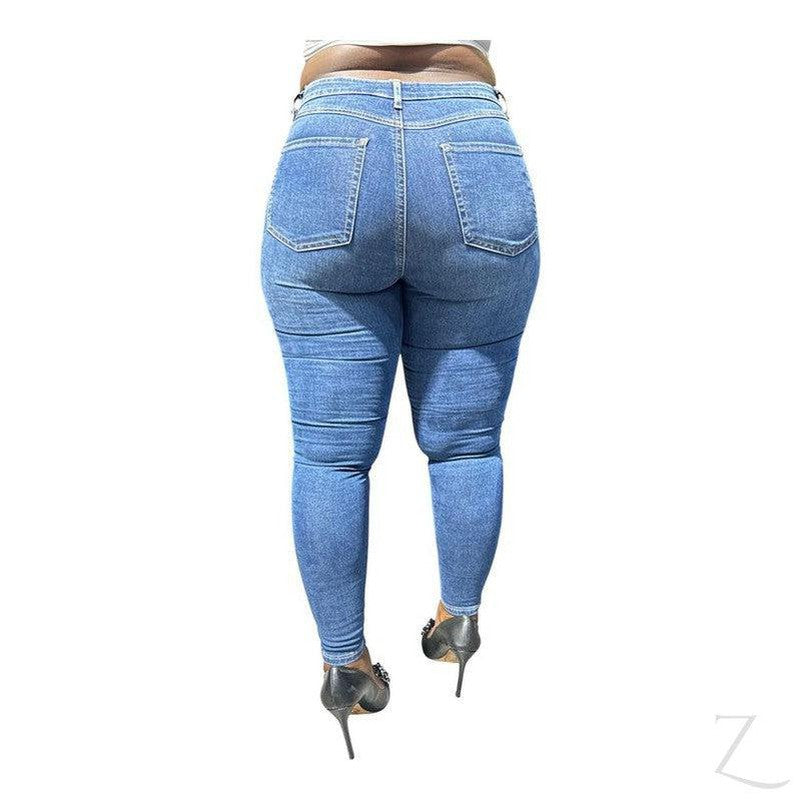 Buy-Ladies High Rise Super Stretchy Super Skinny Super Strong Denim Jeans | Plain | "Fele"-Online-in South Africa-on Zalemart