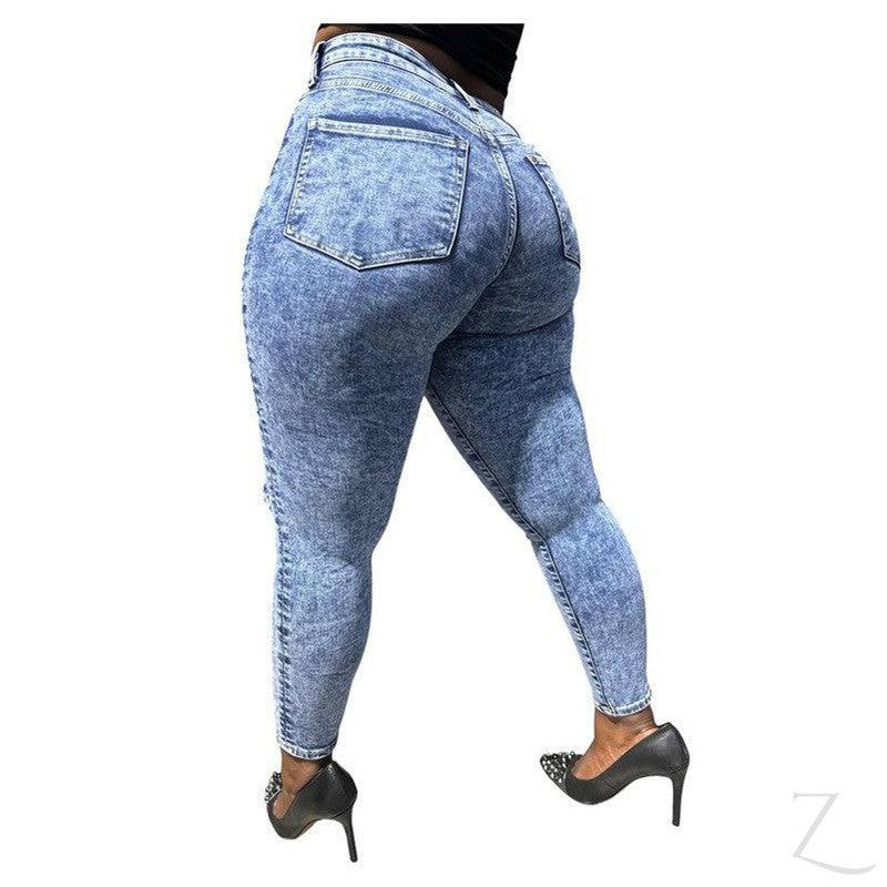 Buy-Ladies High Rise Super Stretchy Super Skinny Super Strong Denim Jeans | Ripped | "Futhi"-Online-in South Africa-on Zalemart