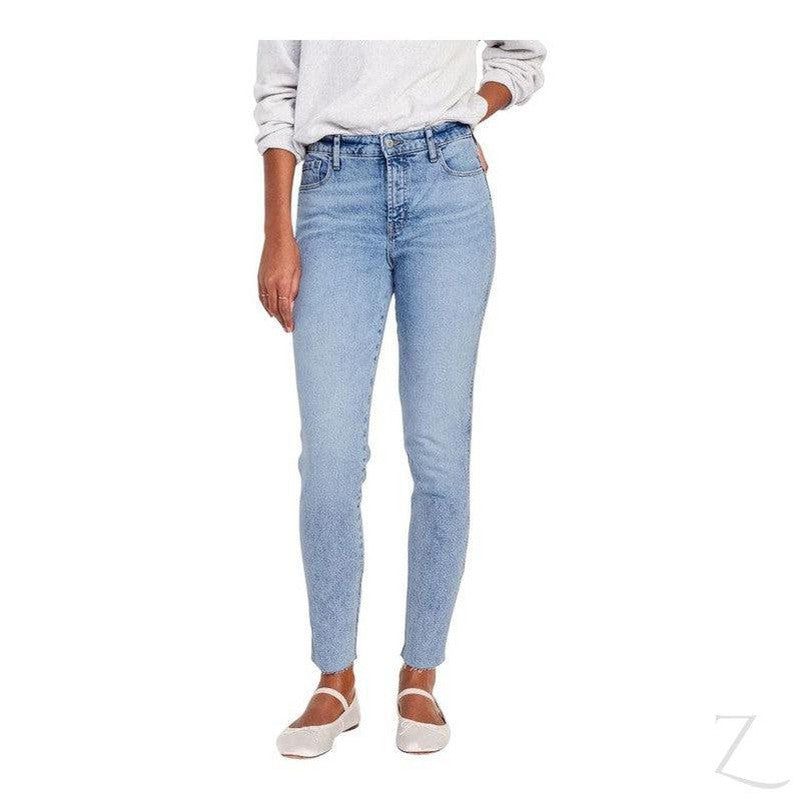 Buy-Ladies High Rise Super Strong Slightly Stretchy Slim Fit Denim Jeans With Cropped Hem | Plain | "Samina"-Online-in South Africa-on Zalemart