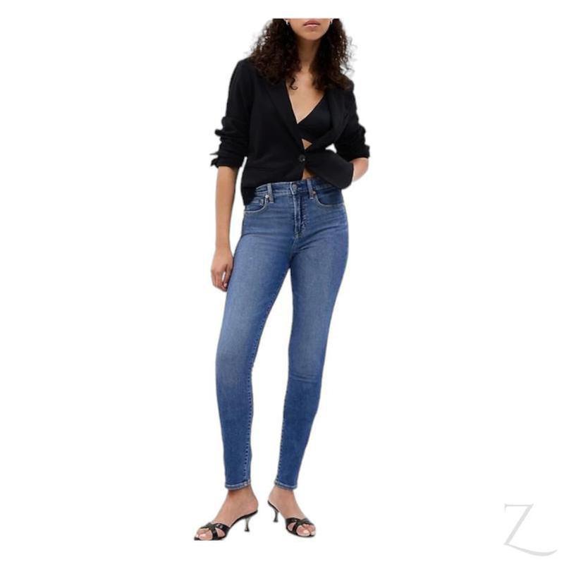 Buy-Ladies High Rise Super Strong Stretchy Skinny Denim Jeans | Plain | "Bobo"-Blue-24-Regular-Online-in South Africa-on Zalemart