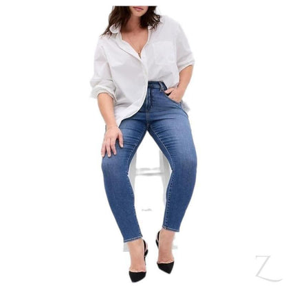 Buy-Ladies High Rise Super Strong Stretchy Skinny Denim Jeans | Plain | "Bobo"-Online-in South Africa-on Zalemart