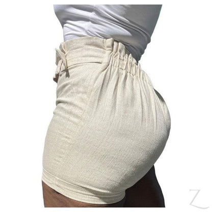 Buy-Ladies High Waist Paper Bag Linen Shorts | "Oola"-Online-in South Africa-on Zalemart