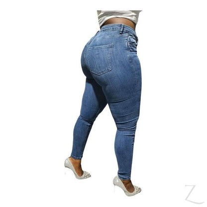 Buy-Ladies High Waist Super Skinny Stretchy Strong Denim Jeans | Plain | "Ibhuku"-Online-in South Africa-on Zalemart