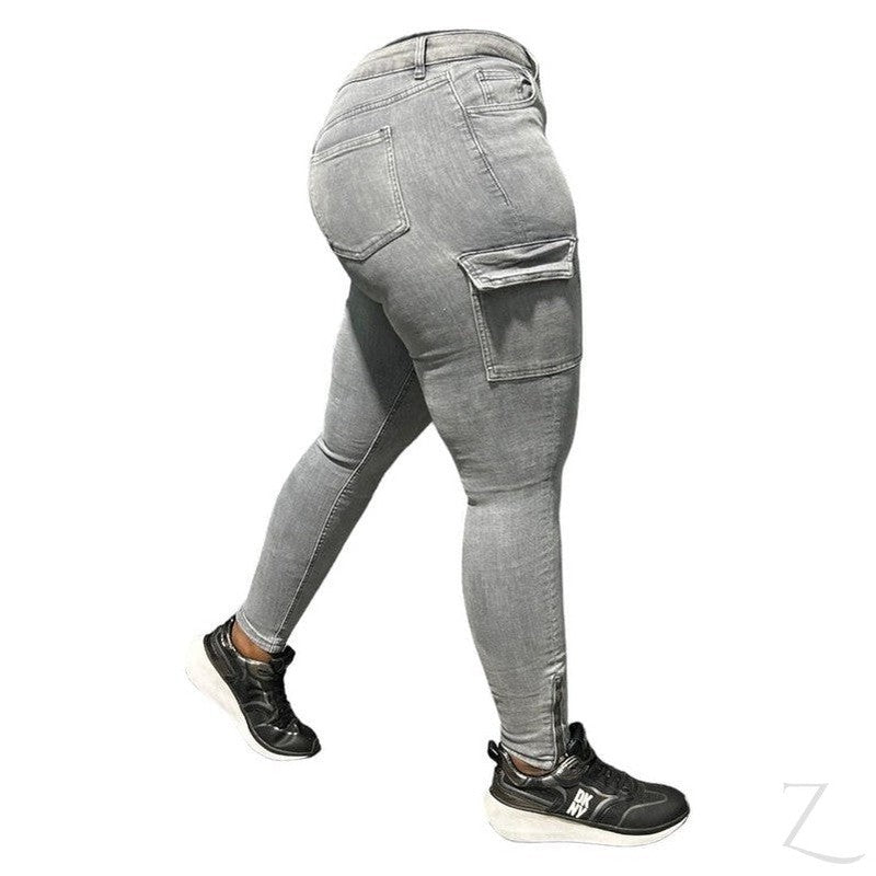 Buy-Ladies High Waist Super Skinny Strong Stretchy Cargo Pants | Zip Detail | "Oola"-Online-in South Africa-on Zalemart