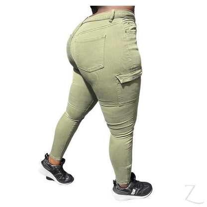 Buy-Ladies High Waist Super Skinny Strong Stretchy Cargo Pants | Zip Detail | "Oola"-Online-in South Africa-on Zalemart