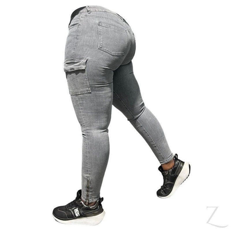 Buy-Ladies High Waist Super Skinny Strong Stretchy Cargo Pants | Zip Detail | "Oola"-Online-in South Africa-on Zalemart