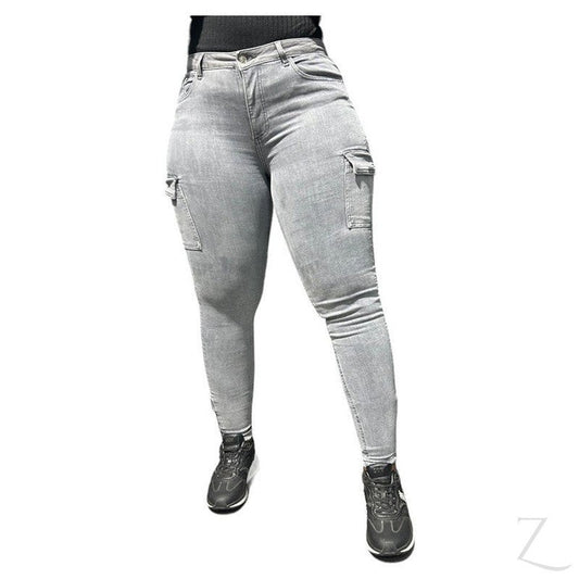 Buy-Ladies High Waist Super Skinny Strong Stretchy Cargo Pants | Zip Detail | "Oola"-Online-in South Africa-on Zalemart