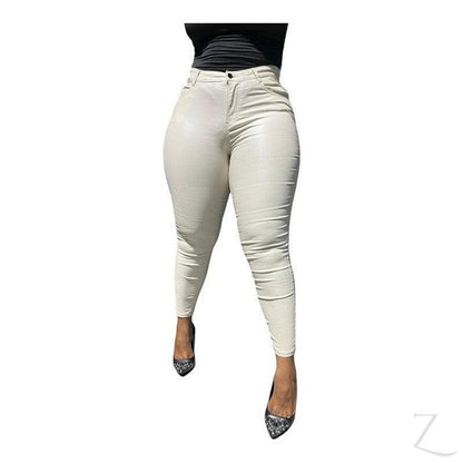 Buy-Ladies High Waist Super Skinny Super Stretchy Strong Denim Jeans | Plain | "Limu"-Cream-M (34/36)-Online-in South Africa-on Zalemart