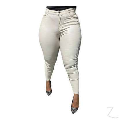 Buy-Ladies High Waist Super Skinny Super Stretchy Strong Denim Jeans | Plain | "Limu"-Cream-M (34/36)-Online-in South Africa-on Zalemart