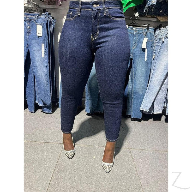 Buy-Ladies High Waist Super Strong Slightly Stretchy Mom Fit Denim Jeans | Plain | "Ibhuku"-Online-in South Africa-on Zalemart