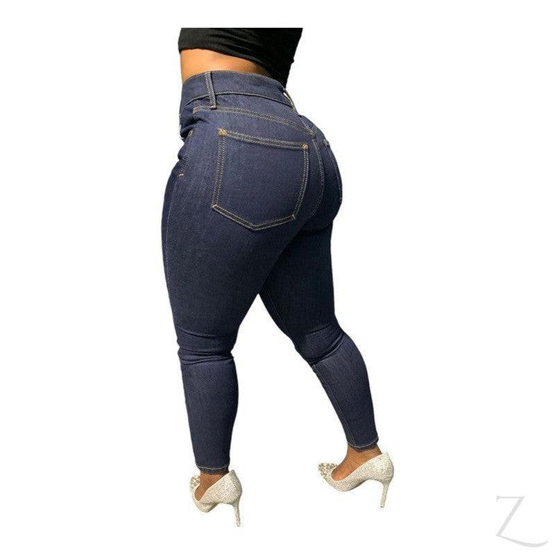 Buy-Ladies High Waist Super Strong Stretchy Skinny Denim Jeans | Plain | "Roo"-Online-in South Africa-on Zalemart