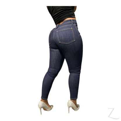 Buy-Ladies High Waist Super Strong Stretchy Skinny Denim Jeans | Plain | "Roo"-Online-in South Africa-on Zalemart