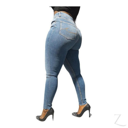 Buy-Ladies High Waist Super Strong Super Skinny Stretchy Denim Jeans | Raw Hem | "Imali"-Online-in South Africa-on Zalemart