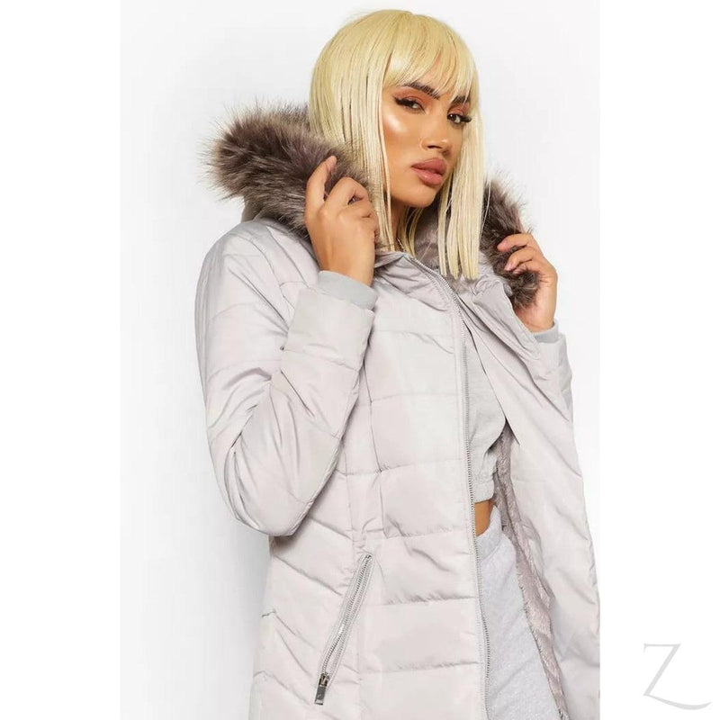 Buy-Ladies Hooded Parka Jacket | Faux Fur Trim | "Moya"-Online-in South Africa-on Zalemart