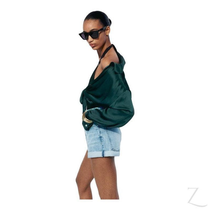 Buy-Ladies Satin Effect Basic Shirt | Long SLeeve | "Zia"-Online-in South Africa-on Zalemart