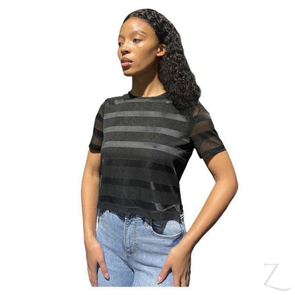 Buy-Ladies Silky Mesh Top | Striped | "Ria"-Online-in South Africa-on Zalemart