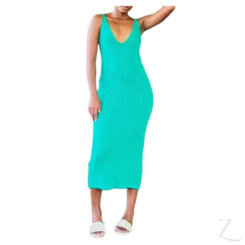 Buy-Ladies Sleeveless Mini Knitted Dress | Long | "Zia"-Green-S-Online-in South Africa-on Zalemart