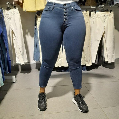 Buy-Ladies Super Skinny Stretchy Strong Ankle Grazer Denim Jeans | Button Fly | "Umi"-Online-in South Africa-on Zalemart