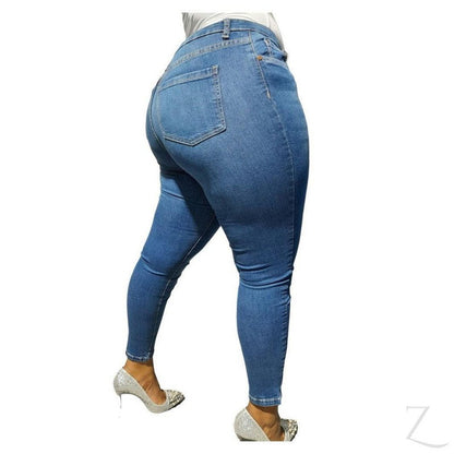 Buy-Ladies Super Skinny Stretchy Strong Ripped Denim Jeans | Slit Hem | "Bobo"-Online-in South Africa-on Zalemart