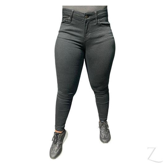 Buy-Ladies Super Stretchy Strong Skinny Denim Jeans | Plain | "Roo"-Black-28-Regular-Online-in South Africa-on Zalemart