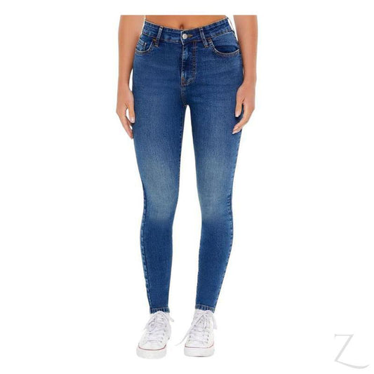 Buy-Ladies Super Stretchy Super Skinny Strong Denim Jeans | Plain | "Fele"-Dark Blue-30-Online-in South Africa-on Zalemart