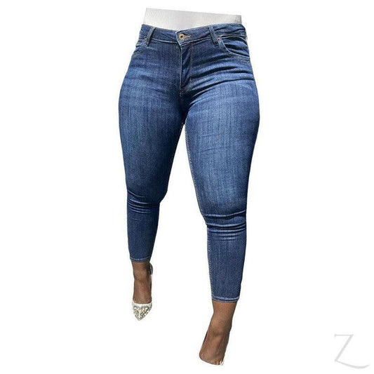 Sport Fashion (Navy Blue)Women Skinny Jeans High Waist Button