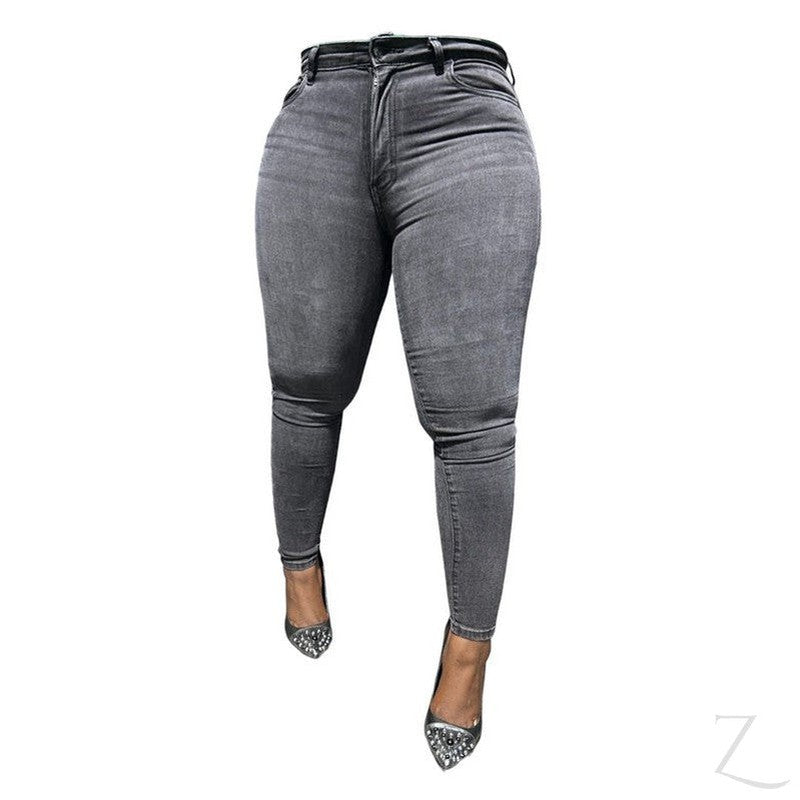 Buy-Ladies Super Stretchy Super Skinny Super Strong Denim Jeans | Plain | "Fele"-Grey-26-Online-in South Africa-on Zalemart