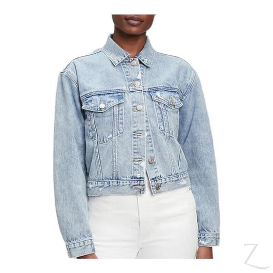 Buy-Ladies Super Strong 90s Fit Icon Denim Jacket | Ripped | "Bobo"-Light Blue-XXS-Online-in South Africa-on Zalemart