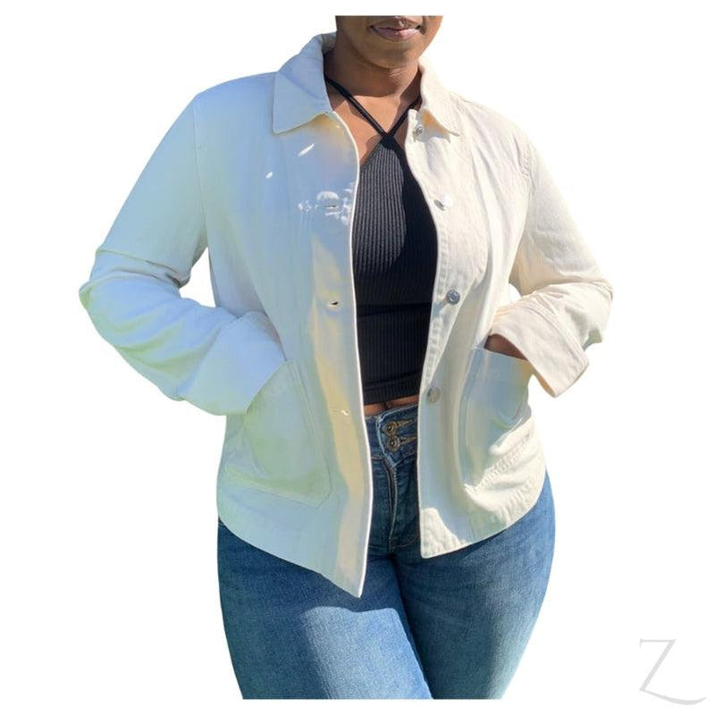 Ladies cream hot sale denim jacket